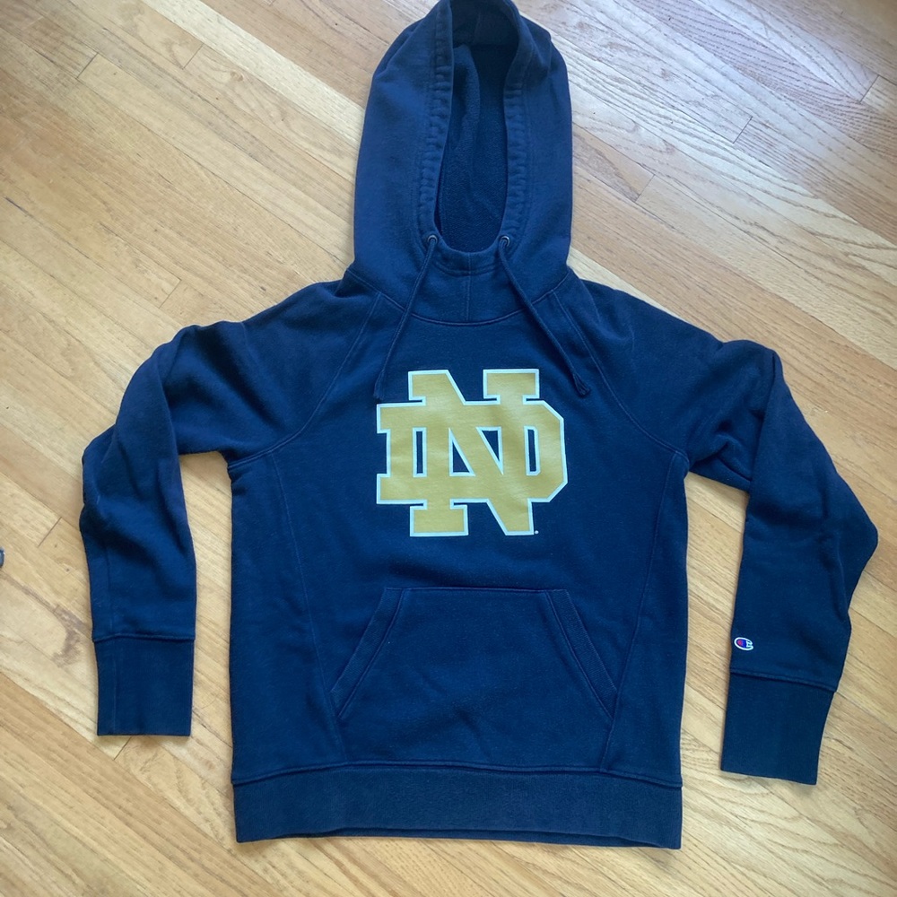 Notre Dame Navy Hoodie with Gold Logo